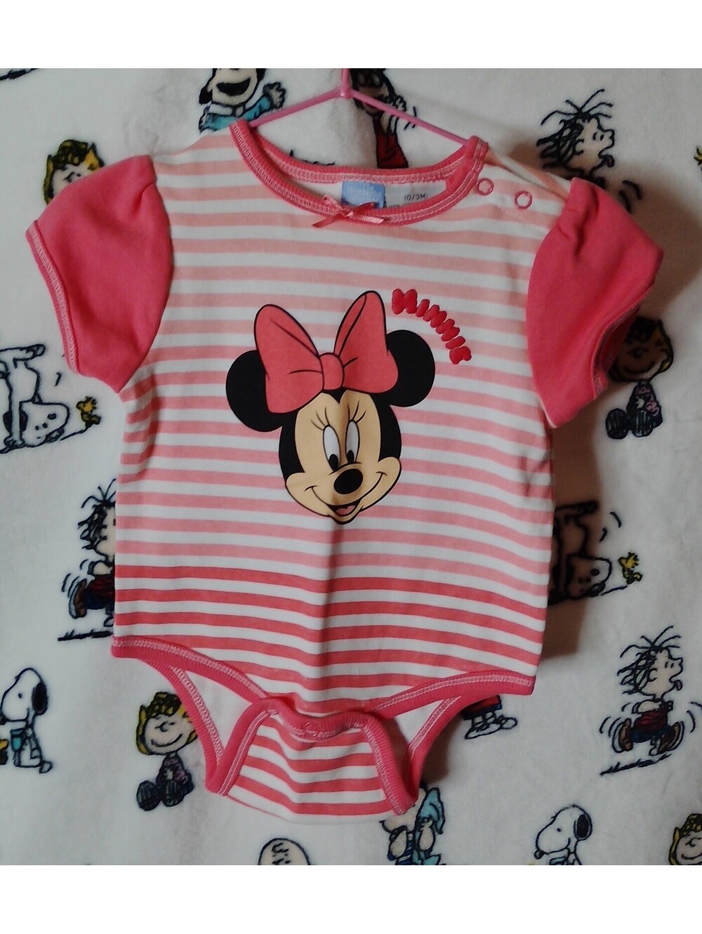 Disney Minnie Mouse Baby Onesie Bodysuit 0-3 Months Pink Stripes